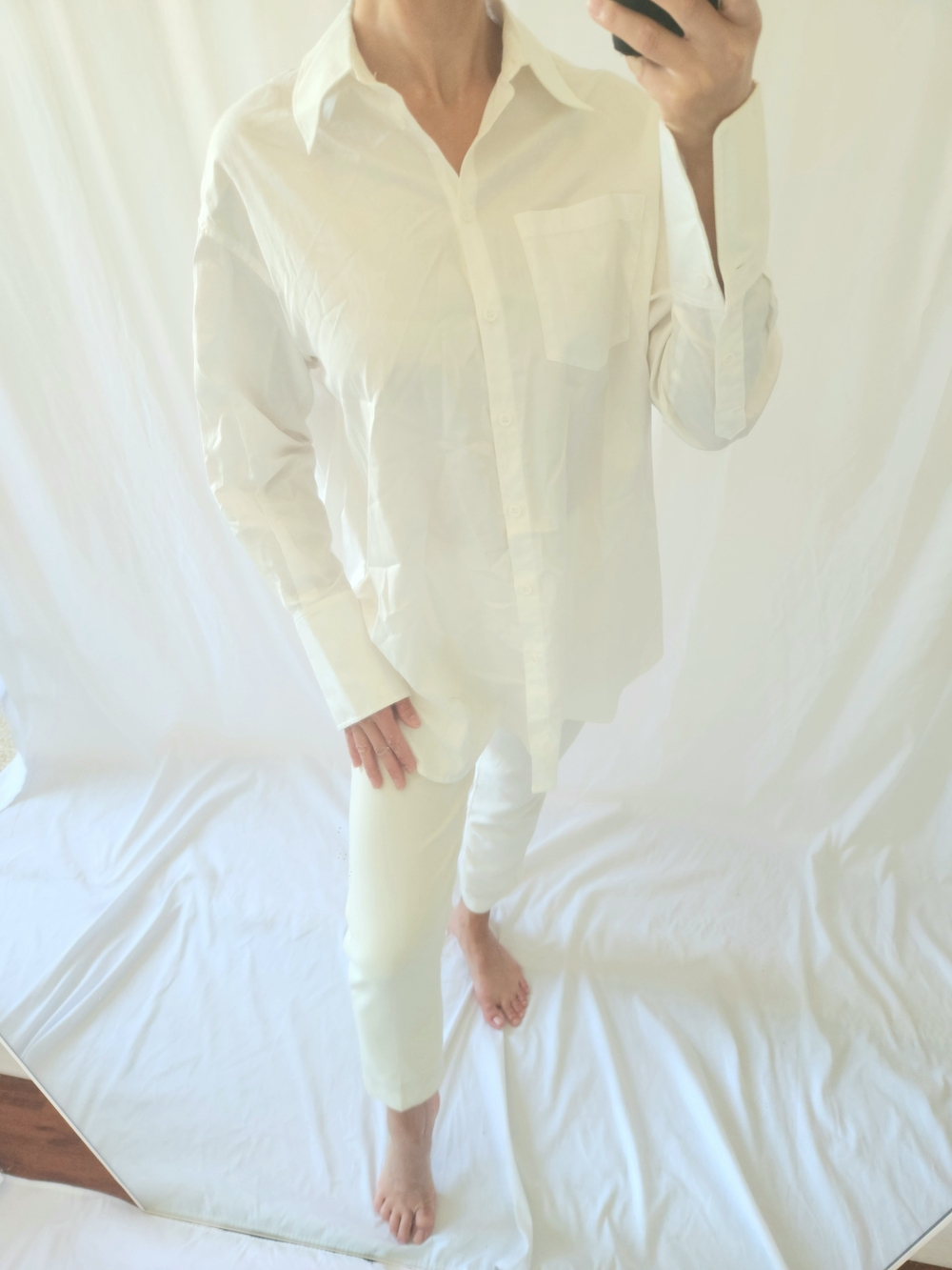 Meshki White Button Down Shirt - Classic Collared Top